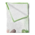 thumbnail image 2 of Tropical Soft Flannel Fleece Throw Blanket, Tropical Orchids Branch Stem Petal Leaf Bud Spring Blooming Flowers Print, Cozy Plush for Indoor and Outdoor Use, 70" x 90", Peach and Green, by Ambesonne, 2 of 5