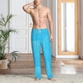 thumbnail image 5 of Uemuo Sky Blue Glitter Pattern Men's Wide Leg Palazzo Lounge Pants with Pockets Light Weight Loose Comfy Casual Pajama Pants-Small, 5 of 9