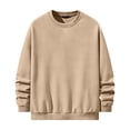 thumbnail image 3 of Nokdvo Mens Crewneck Sweatshirts Long Sleeve Solid Color Sweatshirts Crewneck New X Decoration Shirts Loose Causal Lightweight Fall Winter Pullover Tops,Khaki S, 3 of 4