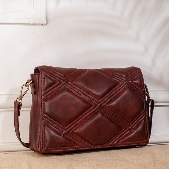 Abelardo Cold Stone Bag - Maroon Sling Style Leather Bag