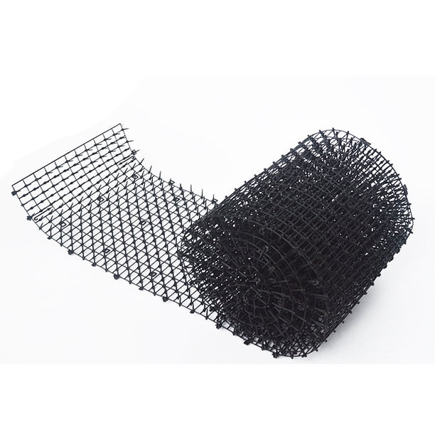 Alfombrilla para caca de gato con púas de telaraña, alfombrilla disuasoria para excavación y repelente de púas (negro)