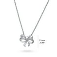 thumbnail image 2 of BERRICLE Sterling Silver Bow Tie Cubic Zirconia CZ Ribbon Mini Fashion Pendant Necklace for Women, Rhodium Plated 16 inch, 2 of 4