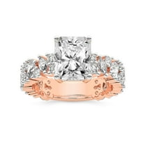 IGI Certified 3 Carat Radiant Shape Lab Grown Diamond Engagement Ring | 14K Rose Gold | Skylar Side Stone Encrusted Diamond Ring | FG-VS Quality Friendly Diamonds