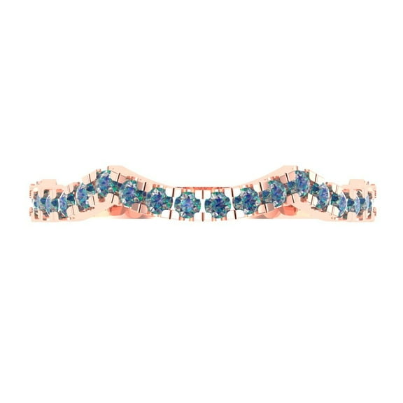 0.36 ctw Wedding Band for Women - 18K Rose Gold Blue Moissanite Stackable Eternity Ring