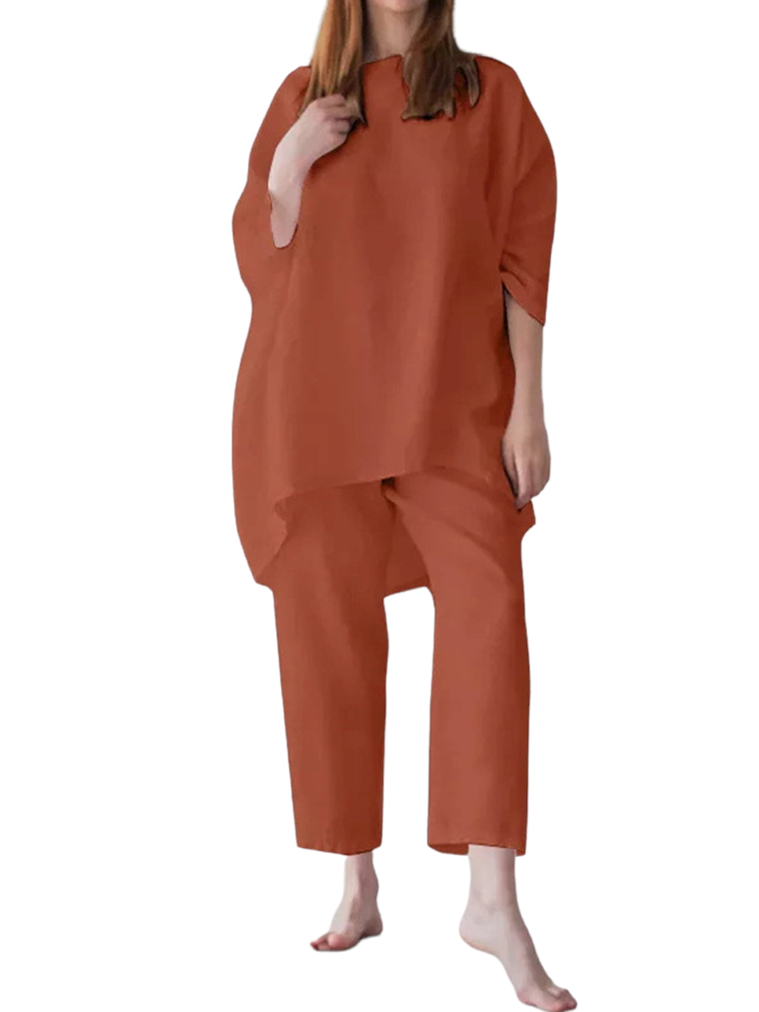 Uerlsty Plus Size Women Casual Loose Tracksuit Outfit Tops Pants Baggy