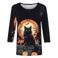 thumbnail image 4 of Mifsaly Halloween Tops for Women 2026 Vintage Witch Graphic Blouse Crewneck 3/4 Sleeve Casual Fall Holiday Party Shirts Multicolor,XXL, 4 of 5