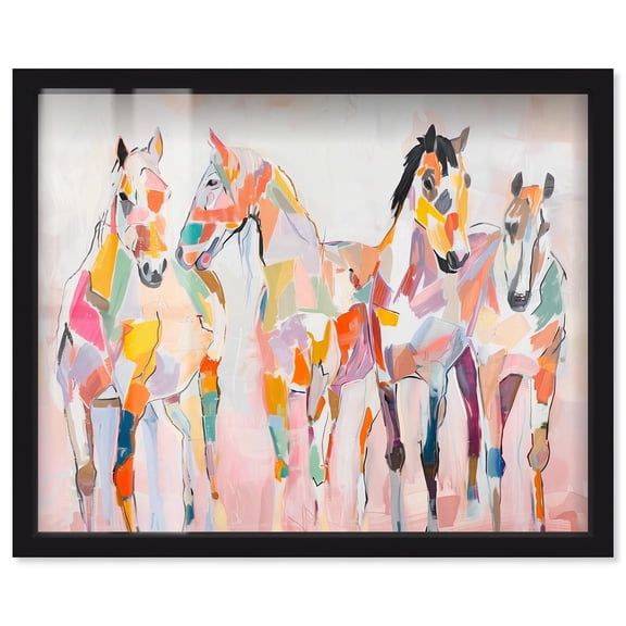 Frontier Horses Shadowbox Print Western Art by Art Remedy, Black Frame, 20 x 16