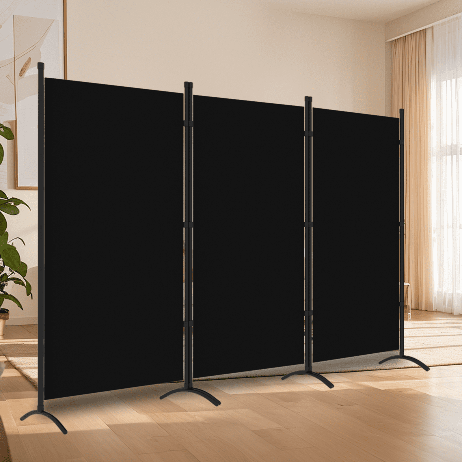 Gaildon 71’’L*99’’W 3-Pane Portable Folding Privacy Room divider,Black