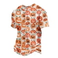 thumbnail image 3 of Happy Halloween Men's Short Sleeve T-Shirt, Cute Ghost Pumpkin Spiderweb Pattern Crew Neck Stylish Autumn Streetwear Tees, 3 of 5