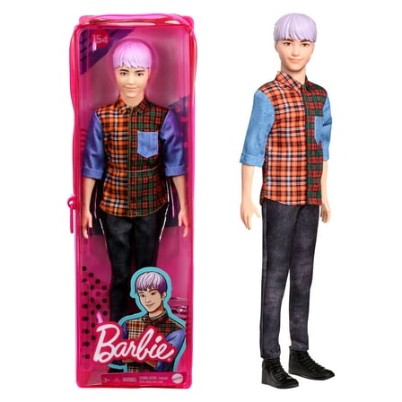 Barbie Ken Fashionistas Doll #154, Sculpted Purple Hair & Plaid Shirt