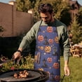 thumbnail image 3 of Magical Pumpkin Castle Halloween Pattern Apron-Garden Aprons for Women with Pockets-Cotton Linen Waterproof Kitchen Cooking Gardening Aprons Adjustable for Kitchen,Cooking,BBQ and Salon 33"x27", 3 of 7