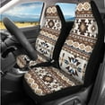 thumbnail image 2 of KUIFORTI Brown Aztec Car Seats Covers Set of 14 with Auto Center Console Armrest Pad Car Headrest Covers Steering Wheel Covers Seat Belt Pads Cars Cup Coasters for Most Cars, 2 of 7