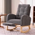 thumbnail image 3 of Timbernest Accent Rocking Chair with Footrest, High Back, Rubberwood Rocking Legs for Nursery, Living Space, Teddy Gray, 3 of 10