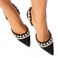 thumbnail image 2 of XYD Women Elegant Pearls D'Orsay Pumps Pointed Closed Toe Stiletto High Heels Slip-on Dress Evening Shoes Size 9 Black, 2 of 4