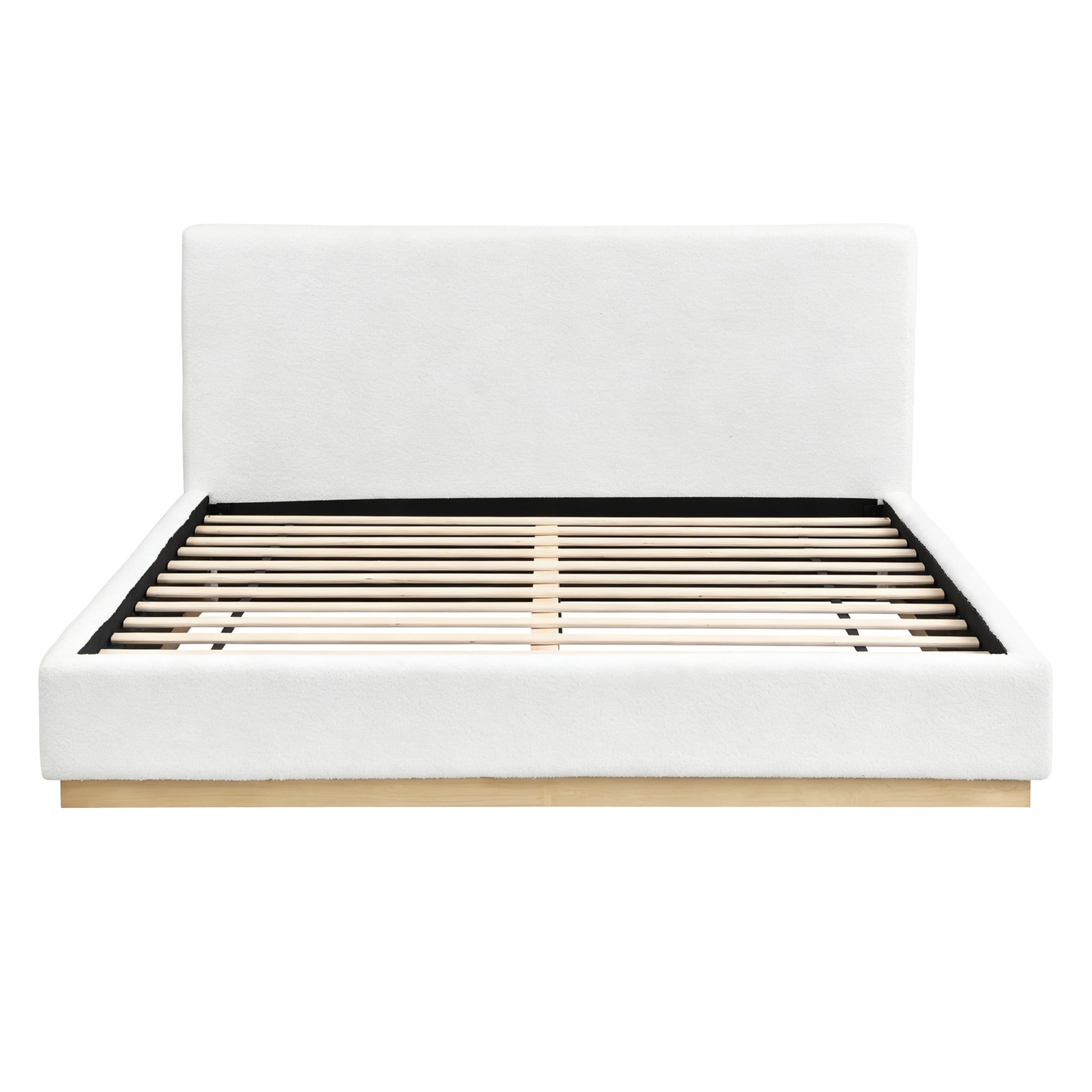 Christopher Knight Home Queen Fabric Upholstered Platform Bed Frame, White