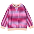 thumbnail image 4 of Xyant Girls Crewneck Oversized Sweatshirt Cotton Long Sleeve Sweatshirts for Girls Striped Color Block Tops (Pink,11-12 Years), 4 of 4