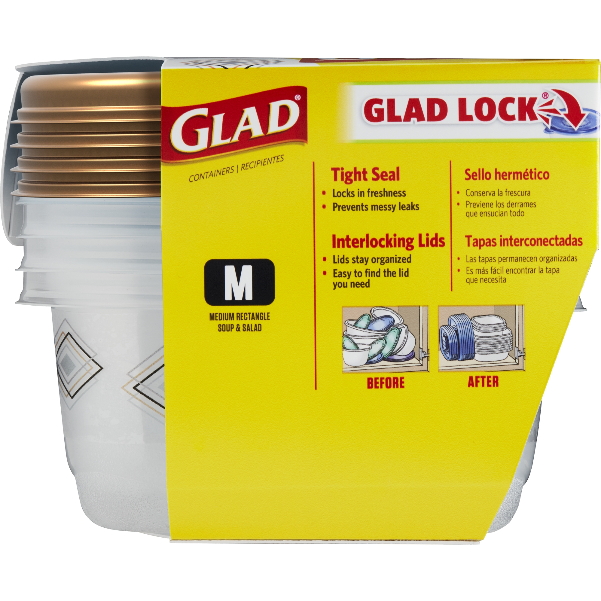 Glad Food Storage Containers - Designer Series Medium Rectangle Container - 24 oz - 4 Containers - image 3 of 5