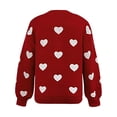 thumbnail image 5 of Heart Stripe Patchwork Sweater for Women Fall Long Sleeve Crewneck Knitted Tops Fall, 5 of 5