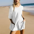 thumbnail image 2 of Rompers for Women Women's Summer Oversized Tee Romper Casual Workout Athletic Romper Backless Loose Shorts Jumpsuit Overalls Long Sleeves Women Thin Body 1st Date Outfit Super Jumpsuit Womens White M, 2 of 6