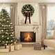 thumbnail image 5 of Adorno de lazos de terciopelo navideño | Moño de cinta roja flokada para árbol, corona, envoltorio de regalo | Decoración navideña colgante duradera, elegante toque festivo, toque suave, paquete de 1, 5 of 7