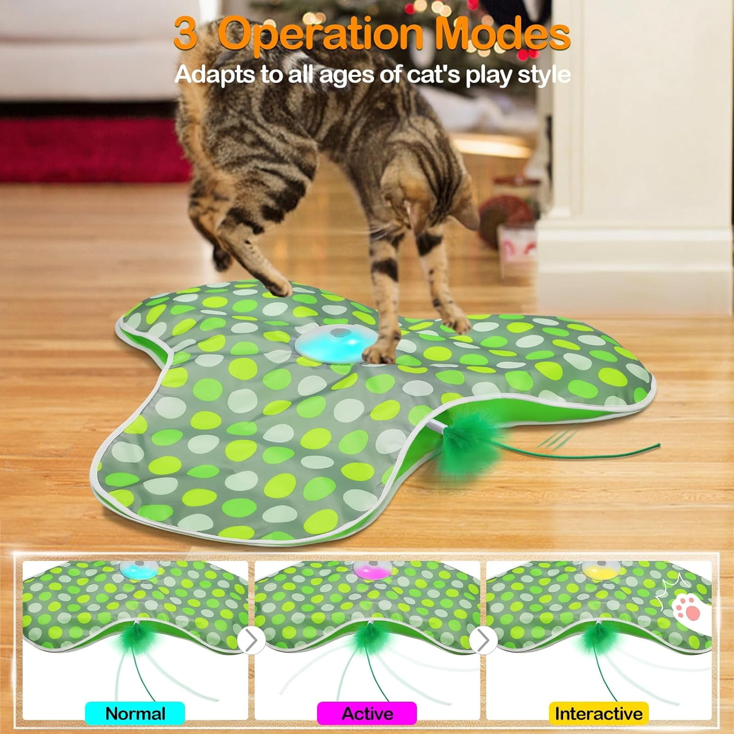 URRU Interactive Cat Toys for Indoor Cats,Hide and Seek Interactive Cat Toy with Real Mouse Squeaky & Moving Concealed Feathers,Touch Activated Cat Kitten Toy Exercise Toy for Indoor Bored Adult Cat