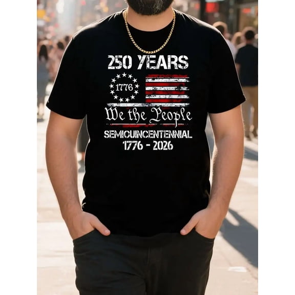 Patriotic We the People 250th Anniversary 1776 Flag Unisex Graphic T-Shirt