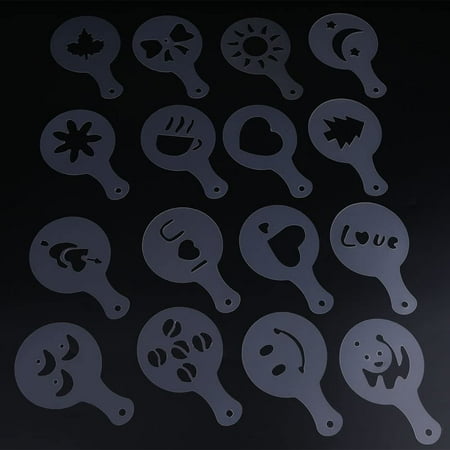 Cappuccino Stencils, 16Pcs with Hook Cappuccino Template Plastic Coffee ...