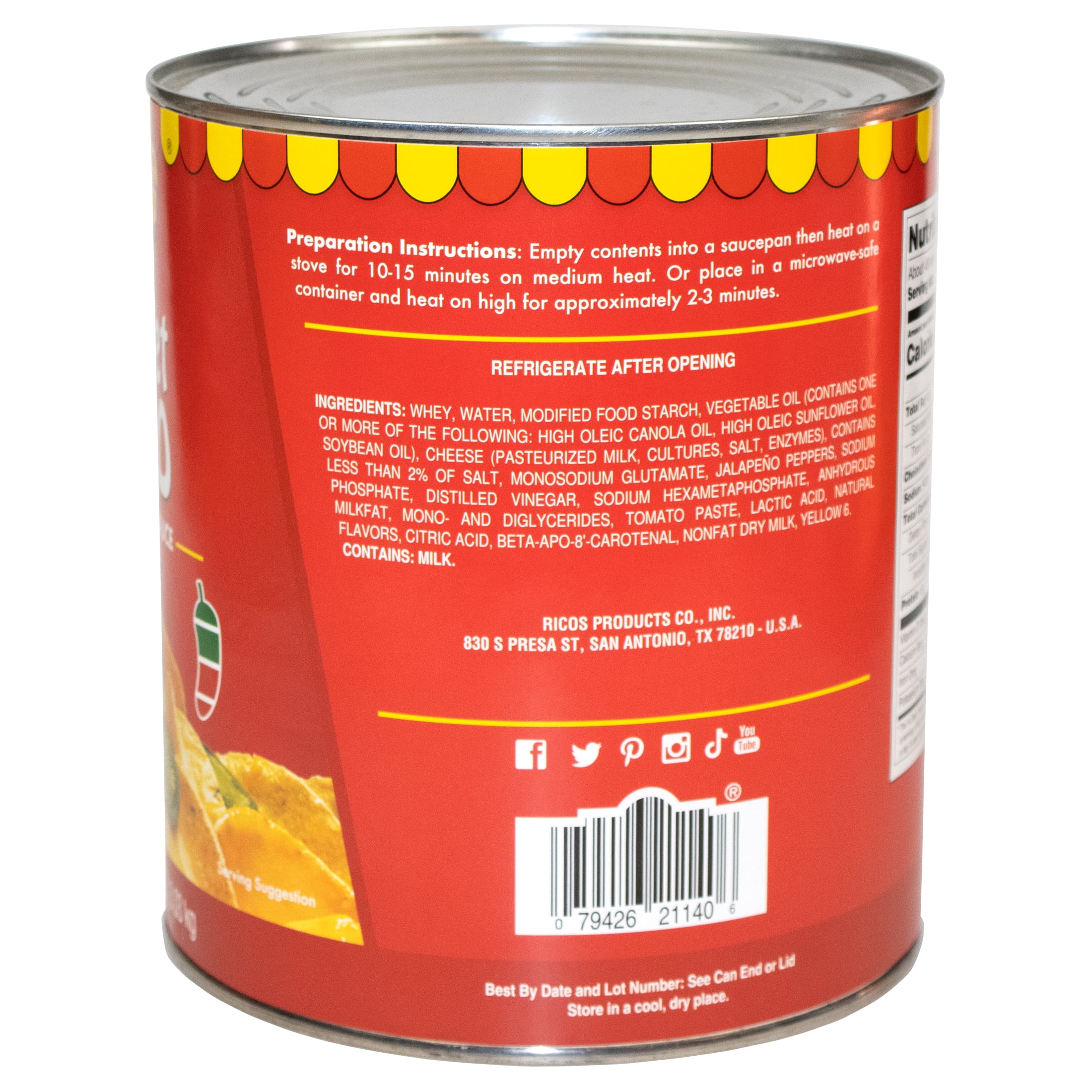 Ricos Gourmet Nacho Cheddar Cheese Sauce, 107 oz Can, Shelf-Stable