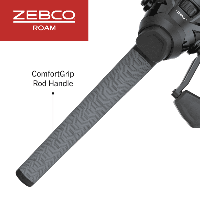 Zebco Roam Spincast Reel and Fishing Rod Combo, 6-Foot 2-Piece Fiberglass  Rod with ComfortGrip Handle, QuickSet Anti-Reverse Fishing Reel, Black