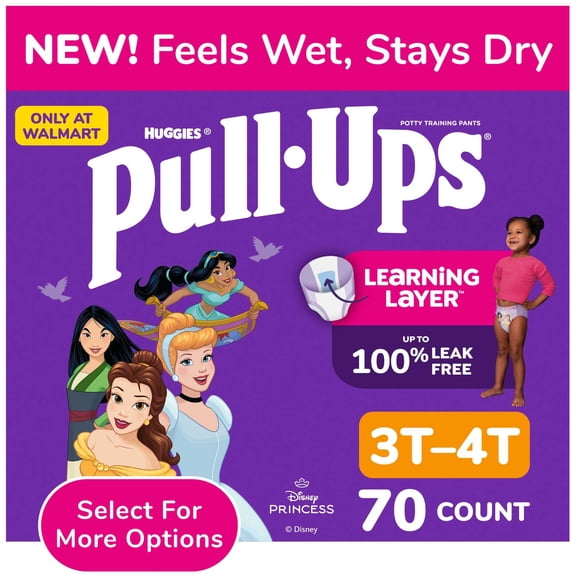 Pull-Ups Girls' Potty Training Pants, 3T-4T (32-40 lbs), 70 Count (Select for More)