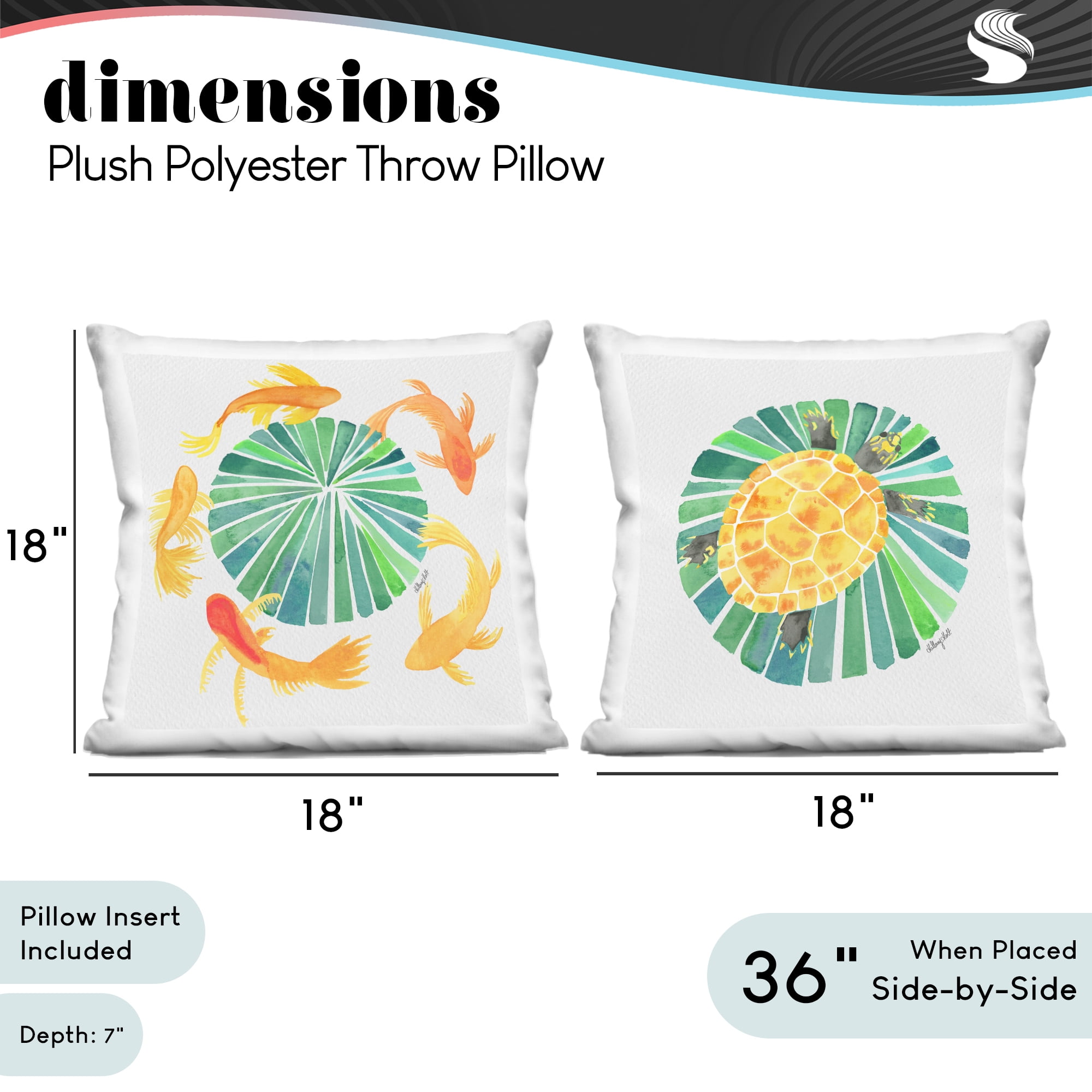 Stupell Industries Orbital Aquatic Creatures 2 Piece Decorative Printed Throw Pillow Set, design by Hillary Holt, 18 x 7 x 18
