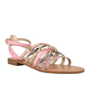 size 7 Gbg Los Angeles Women's Hoko Strappy Studded Flat Sandals