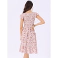 thumbnail image 3 of DARING DIVA Stylish Midi Smocked Floral Dress  M White, 3 of 6