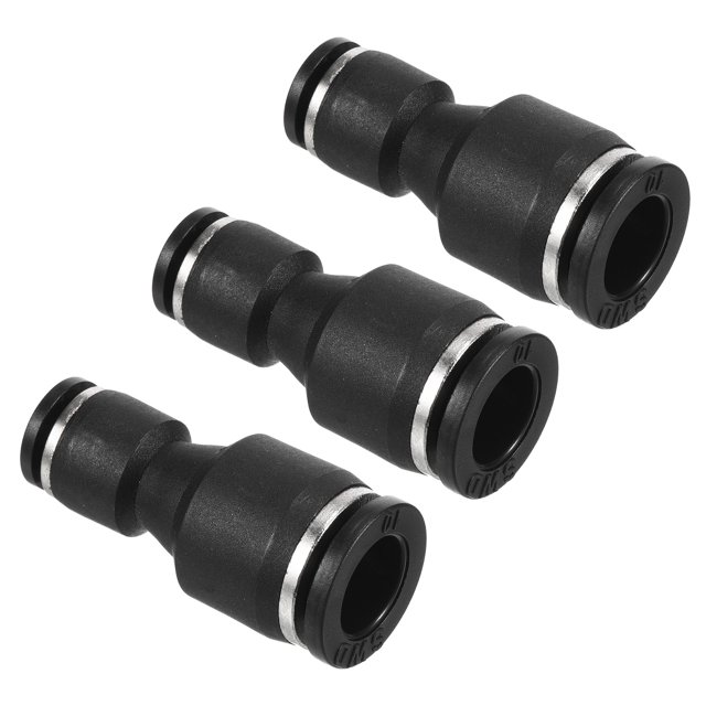 Unique Bargains 10mm à 6mm Réduction Union Pousser pour Connecter Raccord de Ligne d'Air Noir, Pack de 3