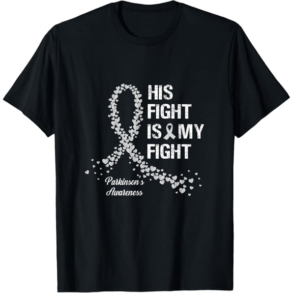 t-shirt His Fight Is My Fight Parkinson's Awareness Gifts T-Shirt mens,black,women,funny,journey,Crew Neck, Short Sleeve,printing