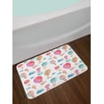 thumbnail image 2 of Watercolor Bath Mat, Hand Painted Style Set of Cute Floating Hot Air Balloons with Blue Clouds, Non-Slip Plush Mat Bathroom Kitchen Laundry Room Decor, 29.5 X 17.5 Inches, Blue Pink Coral, Ambesonne, 2 of 2