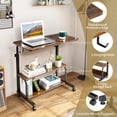 thumbnail image 3 of Hassch Rolling Laptop Desk with Power Outlets and USB Ports, 26.4"-41.5" Height Adjustable Computer Workstation with Storage Shelves and Side Hooks for Study and Office, Vintage Brown, 3 of 9