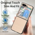 thumbnail image 5 of Allytech Fiber Pattern Phone Case for Samsung Galaxy Z Flip5, Slim Fit Lightweight Shockproof Anti-Fall Anti-Scratch Non-Slip Luxury Folding Case for Samsung Galaxy Z Flip5 - Khaki, 5 of 5