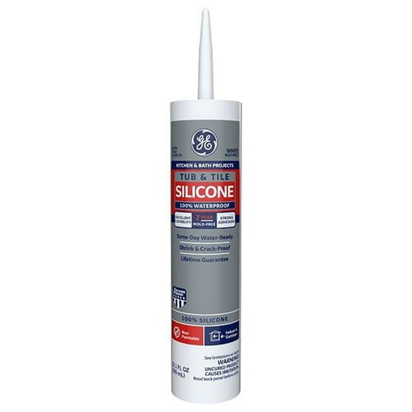 Silicone I 10063 10.1 oz GE White Silicone 1 Tub & Tile Caulk Sealant&#44; Pack of 12