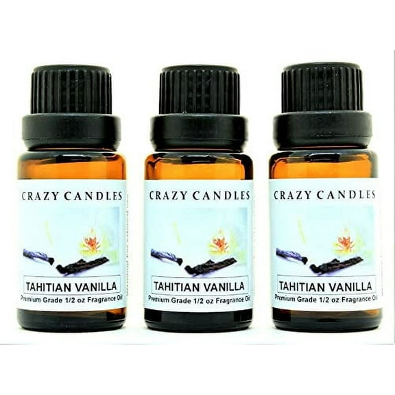 Tahitian Vanilla 3 Bottles 1/2 FL Oz Each (15ml) Premium Grade Scented Fragrance Oil by Crazy Candles