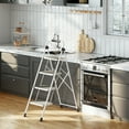 thumbnail image 2 of 4 Step Ladder, KK KINGRACK Folding Metal Step Stool with Wide Pedal & Safety Lock for Home Office, 330 lbs, White, 2 of 7