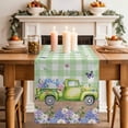 thumbnail image 2 of Table Runner 72 Inches Long for Kitchen Dining, Blue Purple Floral Dresser Scarf Farmhouse, Dining Table Decorations for Wedding/Parties, Spring Hydrangea Flower Truck Green Plaid 16 x 72 In, 2 of 8