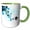 Green/White, variant on 3drose, Blue Leaves Flourish, 11oz Two-tone Black Mug