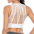 thumbnail image 1 of Women's Seamless Sports Bra Mesh Breathable Openwork Athletic Workout Tank Tops Longline Gym Fitness Running Yoga Tops, 1 of 5