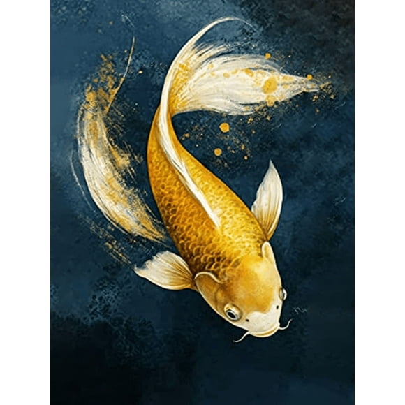 Gold Koi Fish Wall Art/Canvas Painting Suitable for Living Room Bedroom Office Dining Room and Bathroom Decoration.