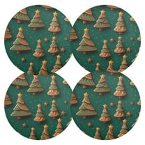 Ryvnso Christmas Tree Green Round Plate Mats Dining Table Placemat Set of 4 for Holiday Decoration