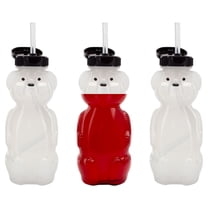 Cornucopia Brands Honey Bear Straw Cups (3-Pack); 8-Ounce Therapy Sippy Bottles w/Flexible Straws
