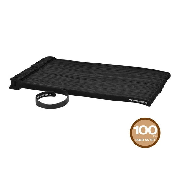 Monoprice Hook & Loop - Cable tie - 1 ft - black (pack of 100)