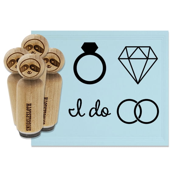 Wedding I Do Diamond Ring Engagement Rubber Stamp Set for Scrapbooking Crafting Stamping - Mini 1/2 Inch