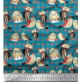 thumbnail image 1 of Soimoi Crepe Silk Fabric Floral & Owl Cartoon Print Fabric by Yard 42 Inch Wide, 1 of 1